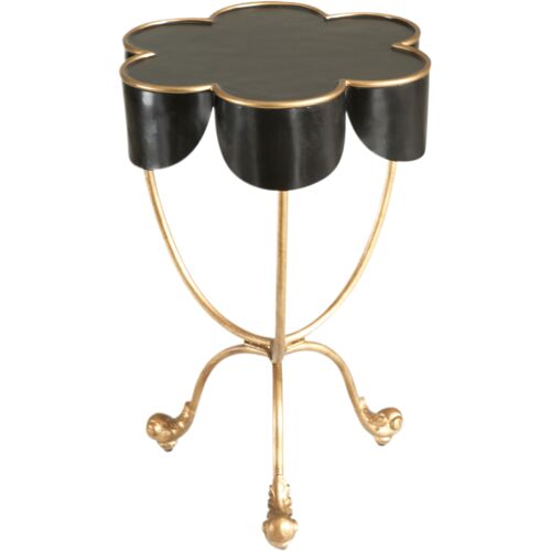 Seville Flower Top Accent Table, Black/Gold