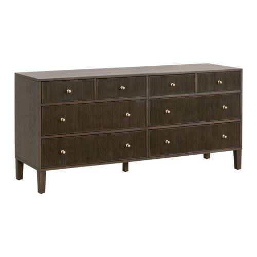 Linden Fluted 8-Drawer Oak Double Dresser Linden Fluted 8-Drawer Oak Double Dresser