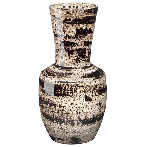 Jones Ceramic Vase, Beige/Black