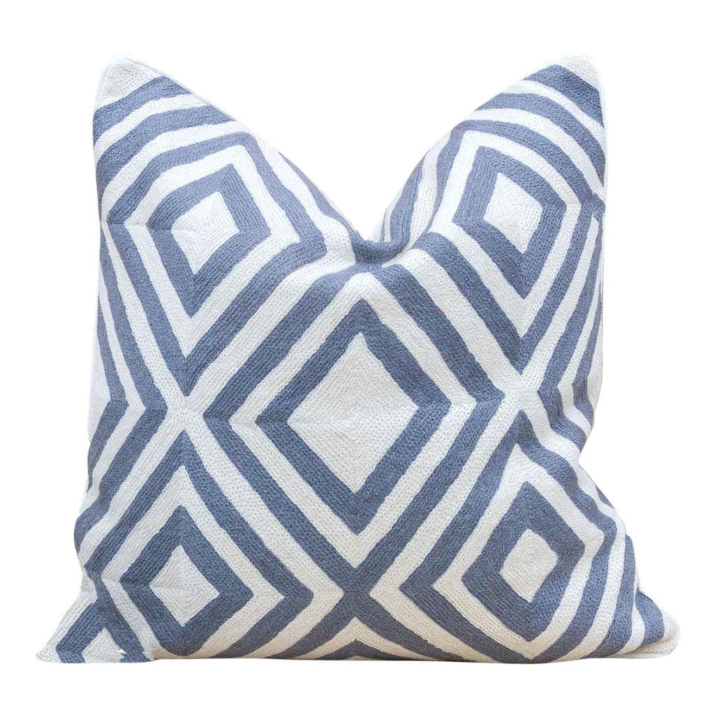 Gray & White Diamond Wool Throw Pillow~P77648422