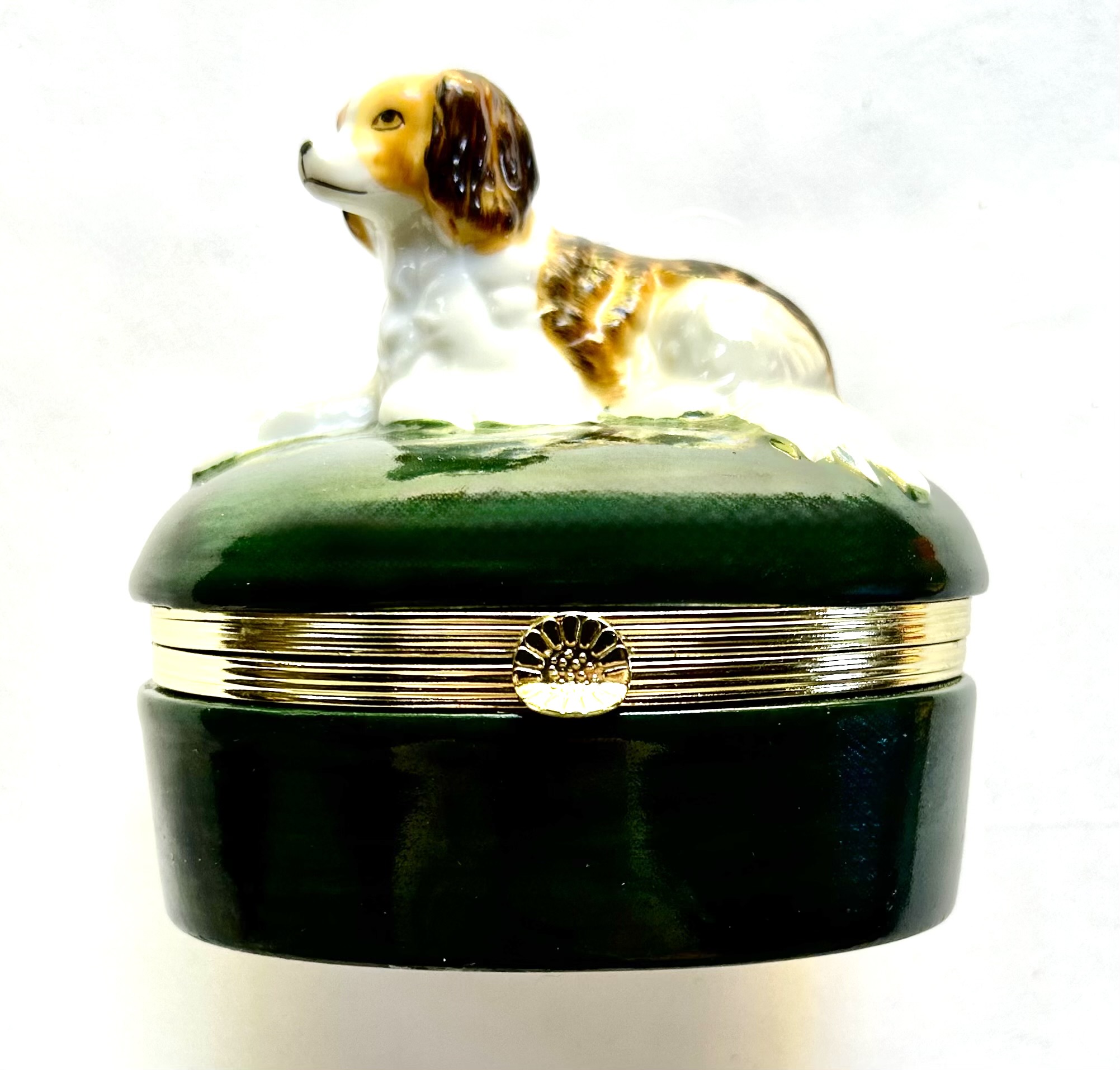Porcelain & Ormolu Spaniel Box~P77708564