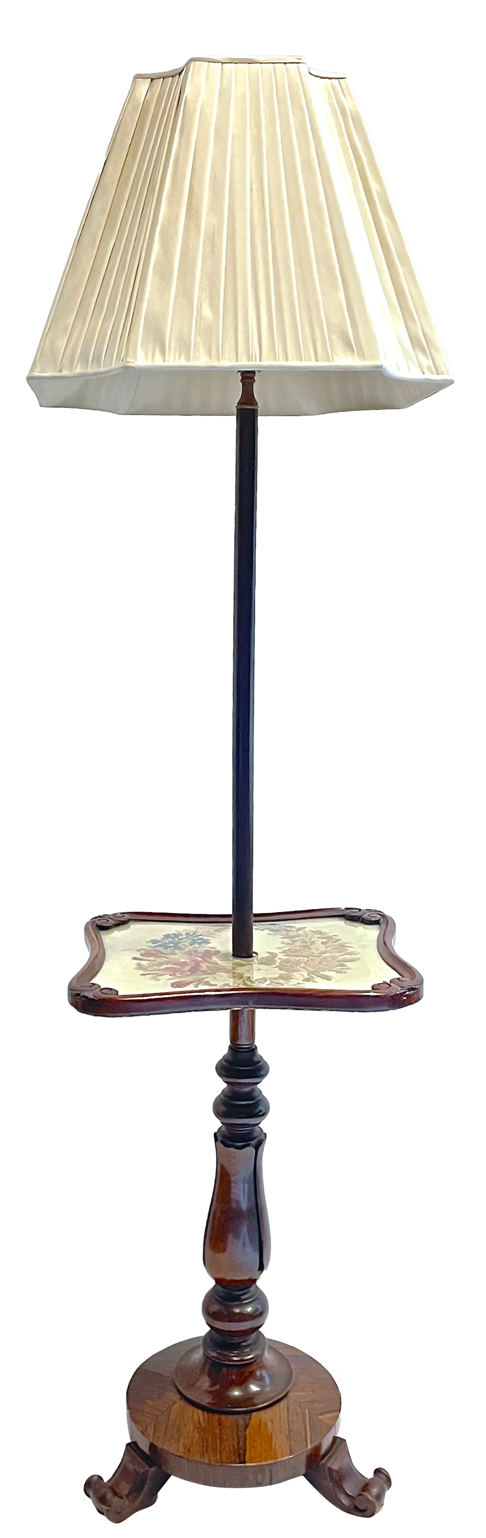 Floral Needlepoint Floor Lamp with Table~P77625000