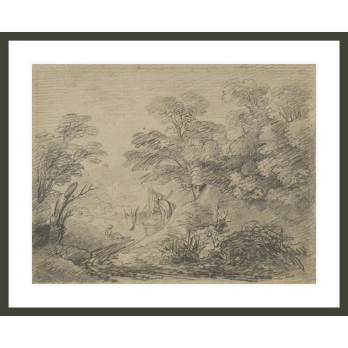 Wooded Landscape with Donkey and Figures by Thomas Gainsborough Print Wooded Landscape with Donkey and Figures by Thomas Gainsborough Print