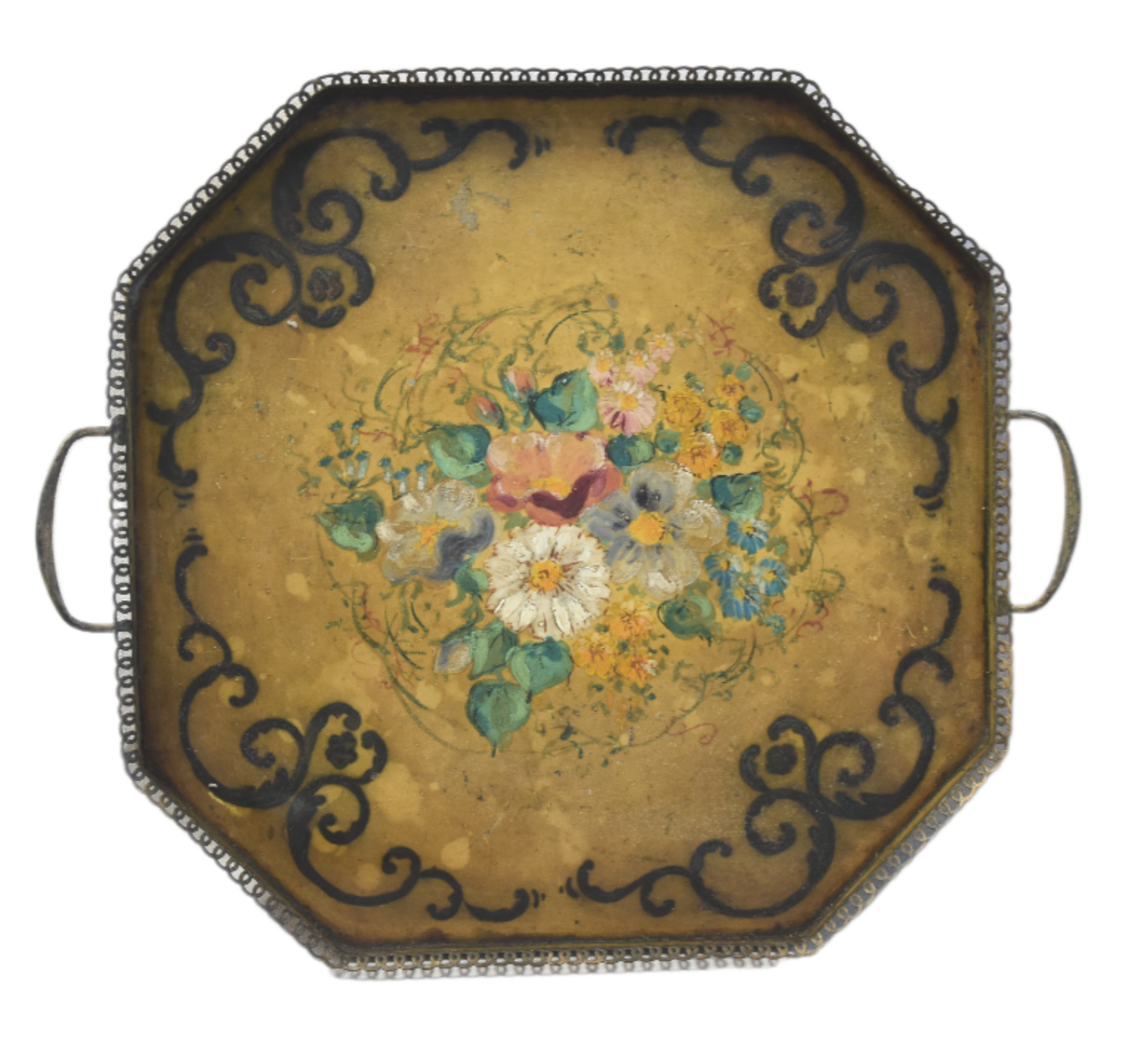 Italian Hand Painted Floral Tray Italian Hand Painted Floral Tray~P77755332