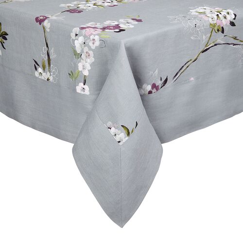 Positano Tablecloth, Gray Floral