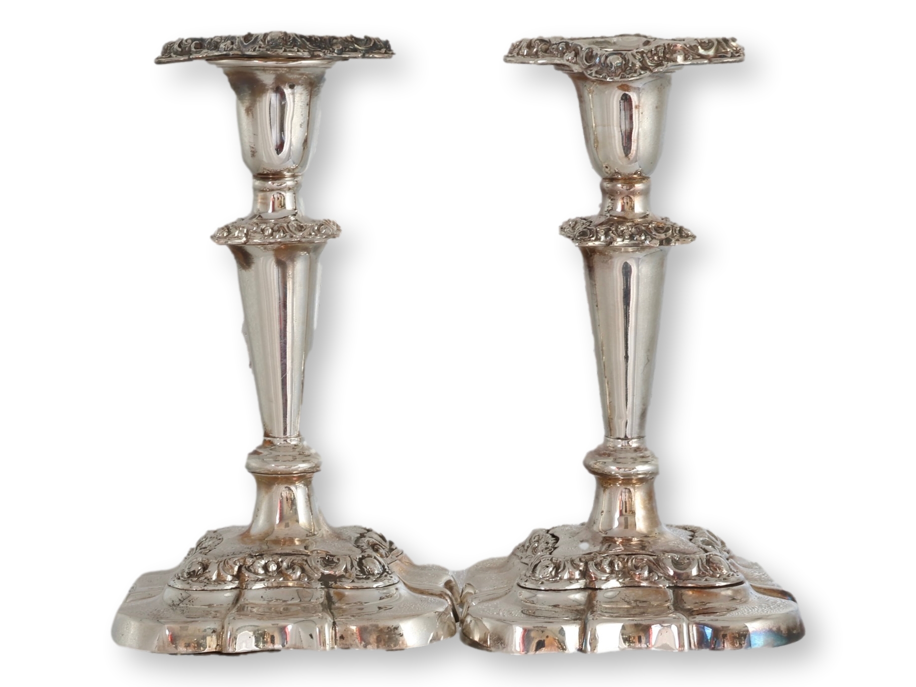 English Sheffield Plate Candleholders~P77731498