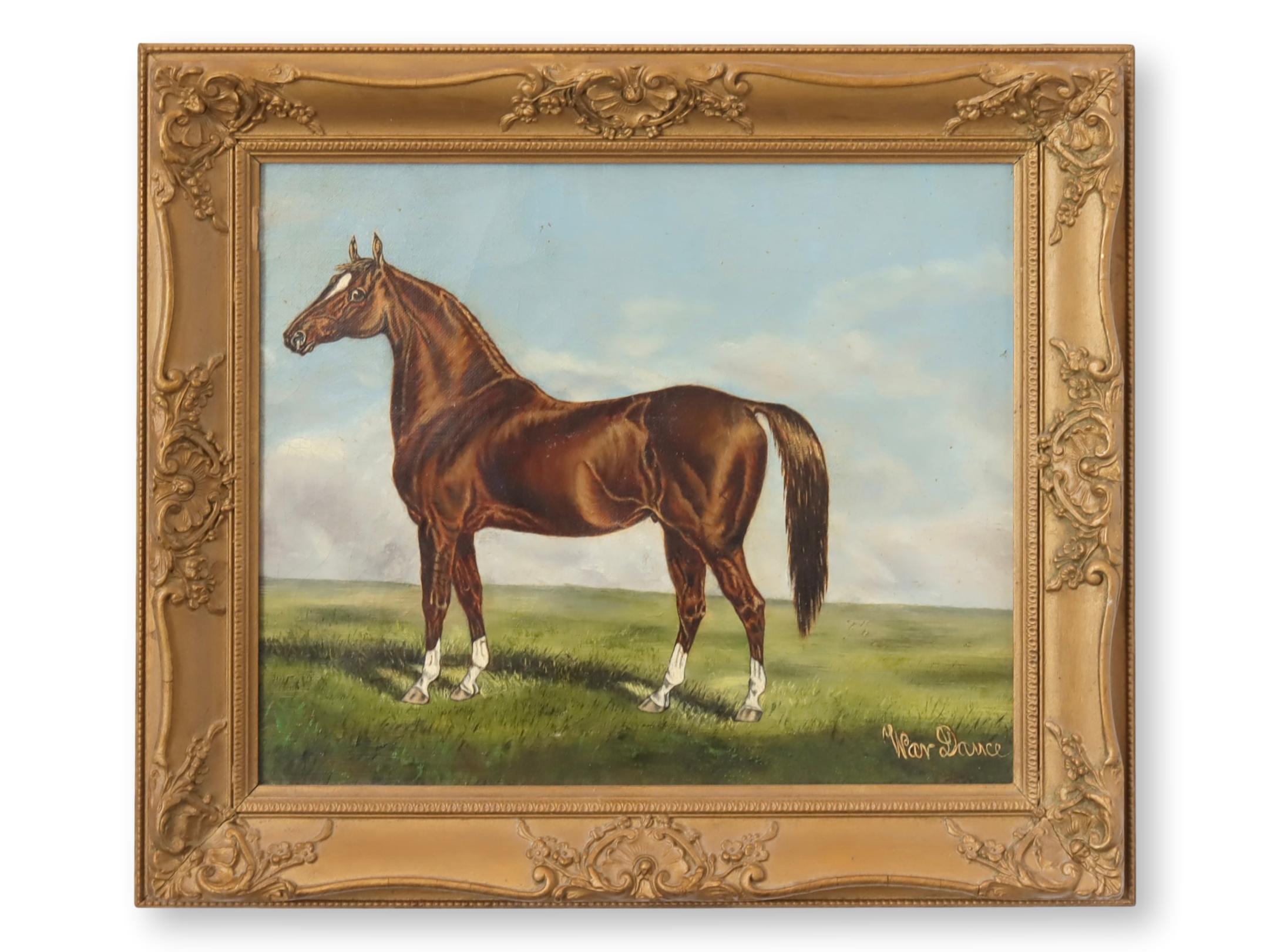 Midcentury Chestnut Horse Oil Painting~P77690016