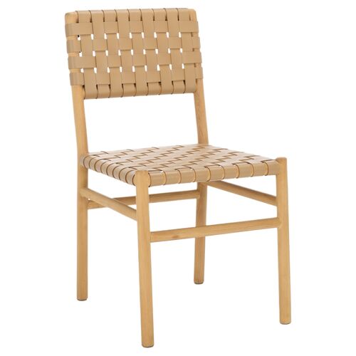 S/2 Aedricel Woven Leather Dining Chairs