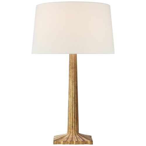 Strie Fluted-Column Table Lamp, Gilded Iron~P77370846