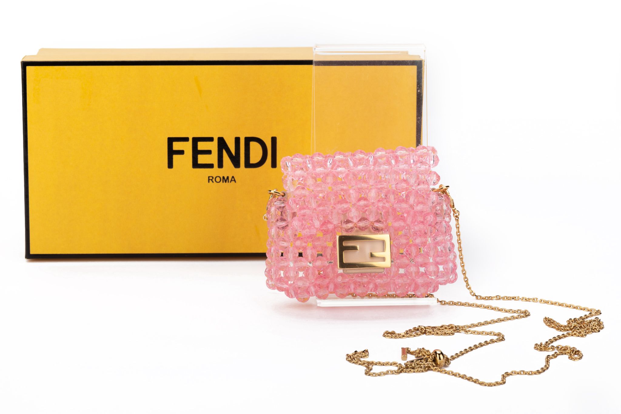 Fendi NIB Pink Beads Pico Baguette~P77657790