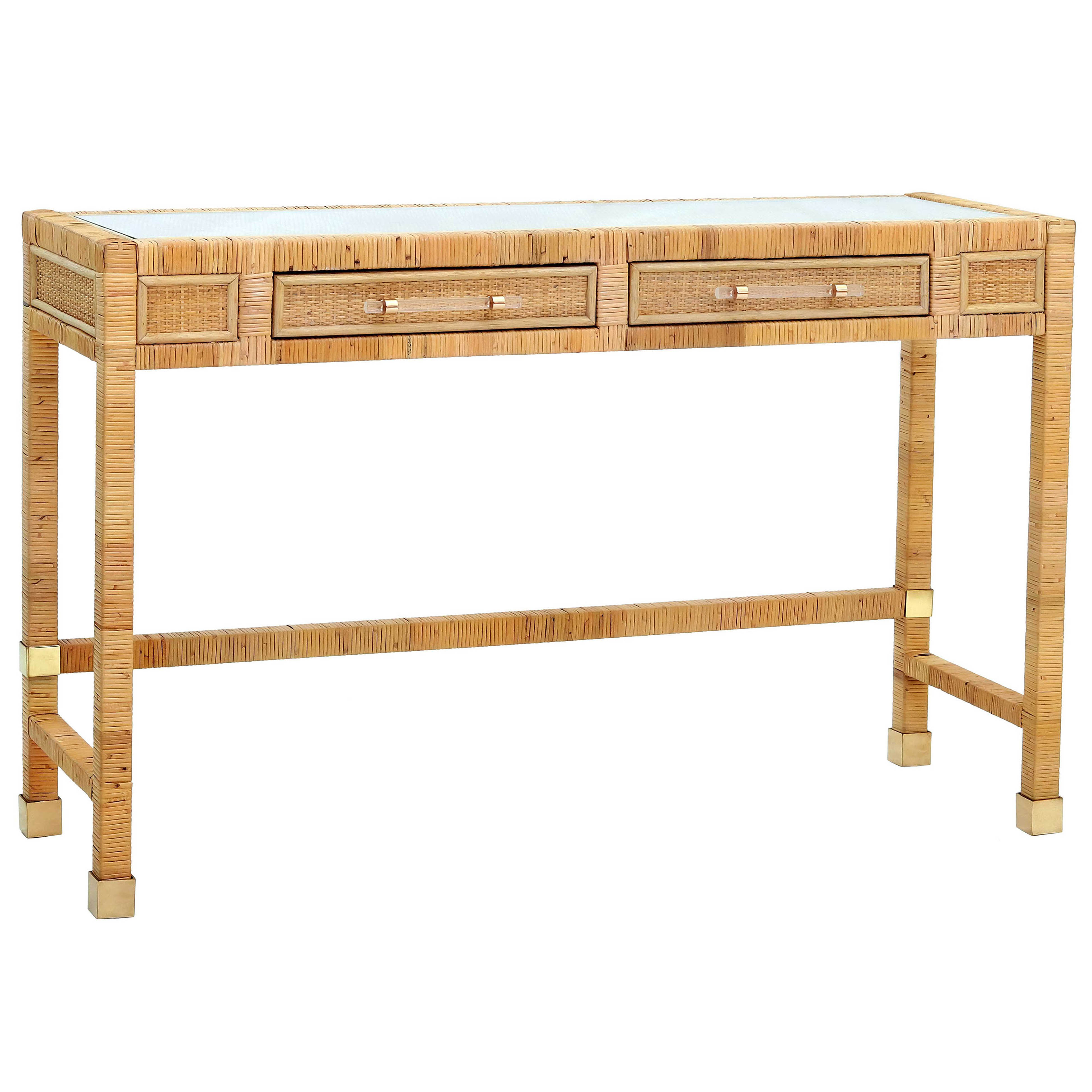 Valentino Rattan 2-Drawer Desk