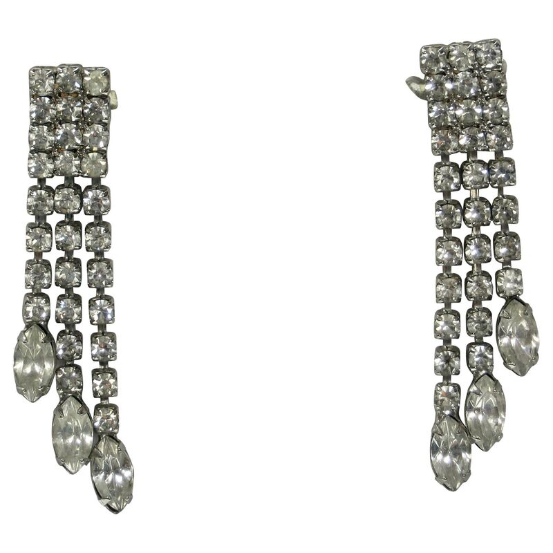 1960s Crystal Triple-Drop Earrings