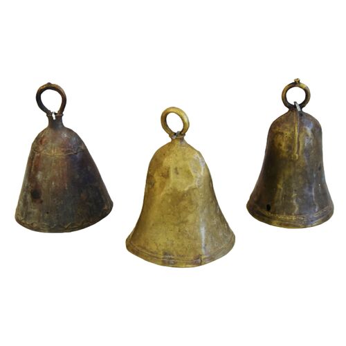 Vintage Hand-Forged Brass Cowbells, S/3~P77658851