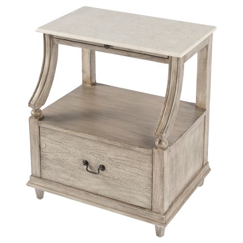Liam Marble 1-Drawer Nightstand
