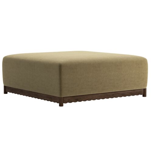 Steven Square Scalloped Velvet Coffee Table Ottoman Steven Square Scalloped Velvet Coffee Table Ottoman