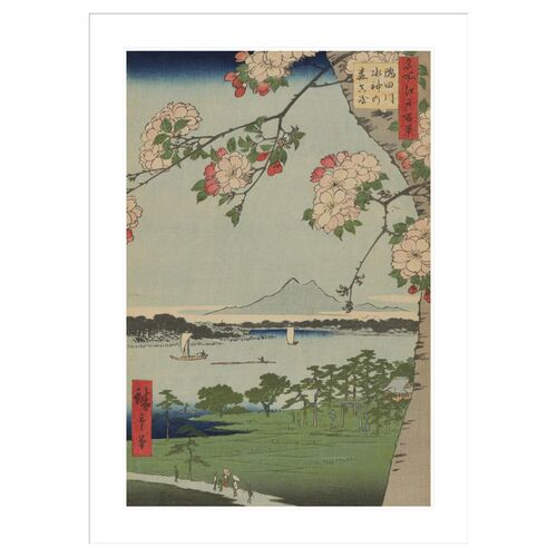 Suijin Shrine and Massaki on the Sumida River, No. 35 from One Hundred Famous Views of Edo by Utagawa Hiroshige Framed Print
