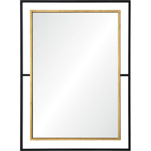 Synonym Wall Mirror, Black/Antiqued Gold~P77543285