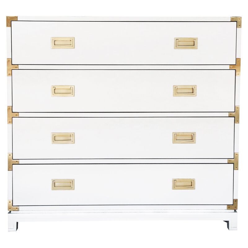 Carlyle 4-Drawer Campaign Dresser, White