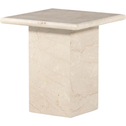 Bari Solid Marble End Table, Soft Cream~P111117926