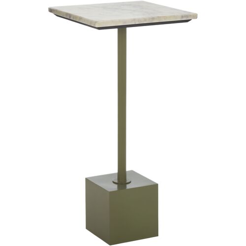 Verin Marble Top Drink Table, Olive Green/White Verin Marble Top Drink Table, Olive Green/White