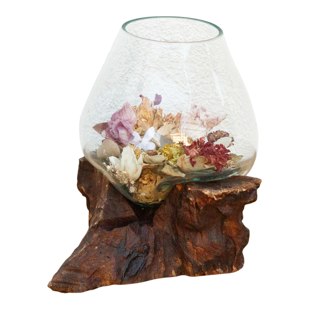 Natural Teak Mouth-Blown Glass Bowl~P77707759