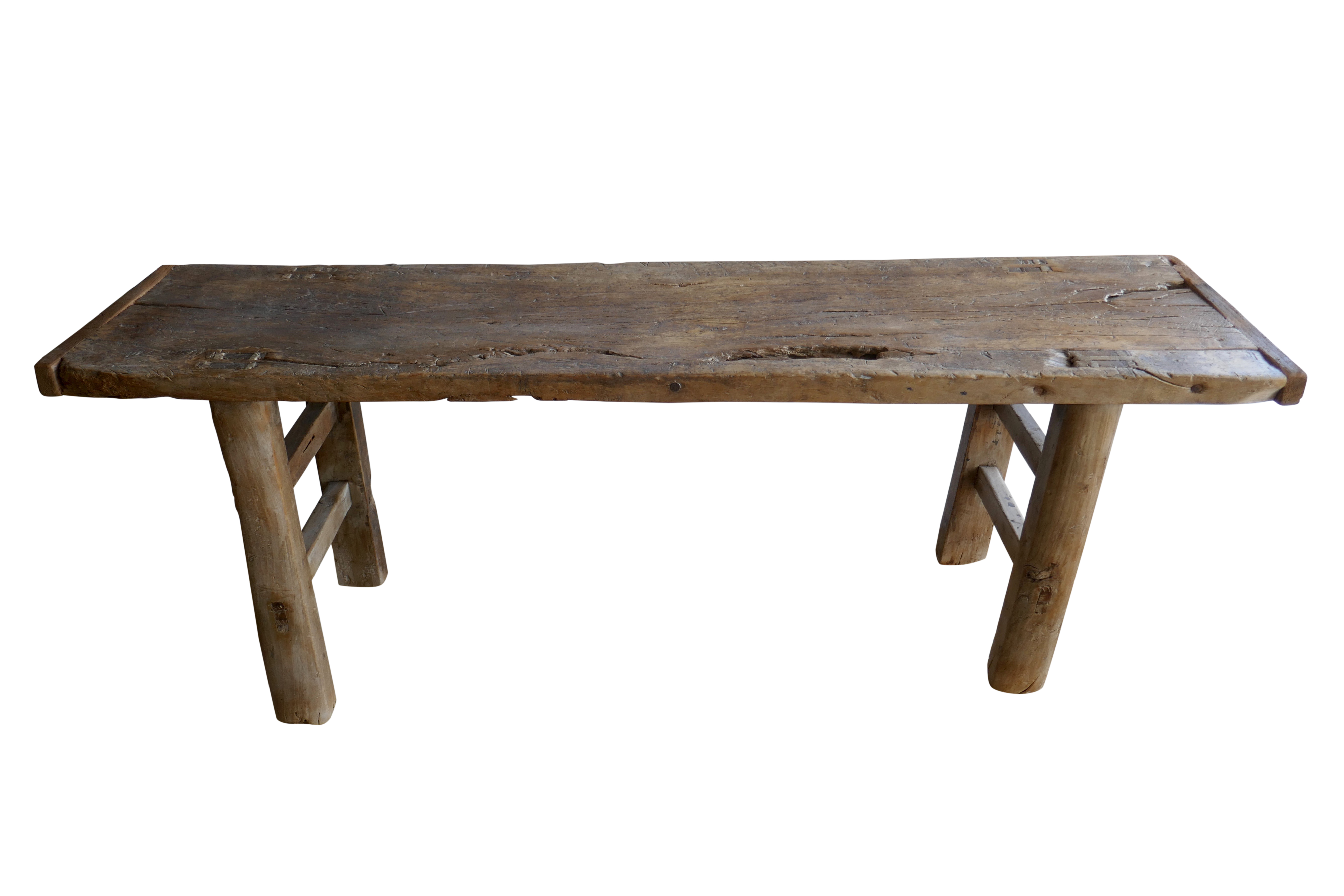 Antique Elmwood Rustic Bench/Table~P77668056