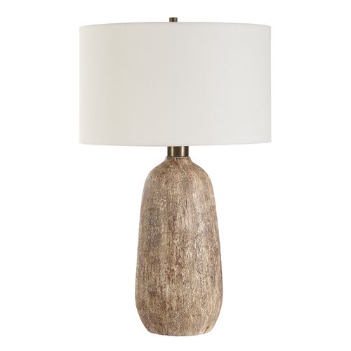 Ismail Textured Ceramic Table Lamp, Bronze/Natural
