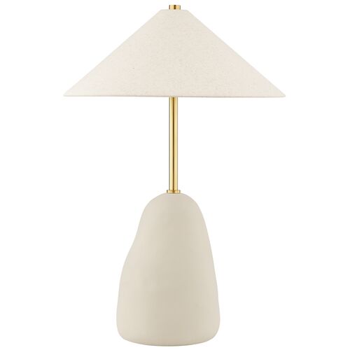 Maia Table Lamp, Aged Brass/Textured Beige