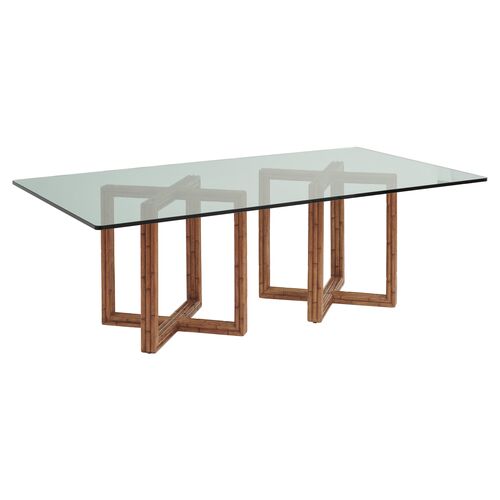 Palm Desert Sheridan 84" Rectangular Glass-Top Dining Table, Natural~P111120075