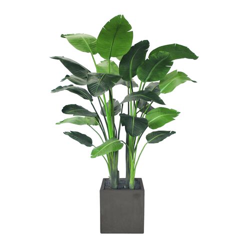 Faux Traveler's Palm Potted Tree, Green/Grey Faux Traveler's Palm Potted Tree, Green/Grey