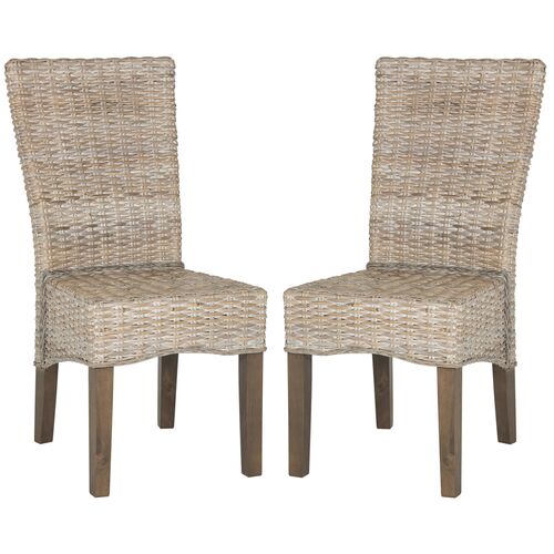 S/2 Odion Rattan Side Chairs, Whitewas~P46004154