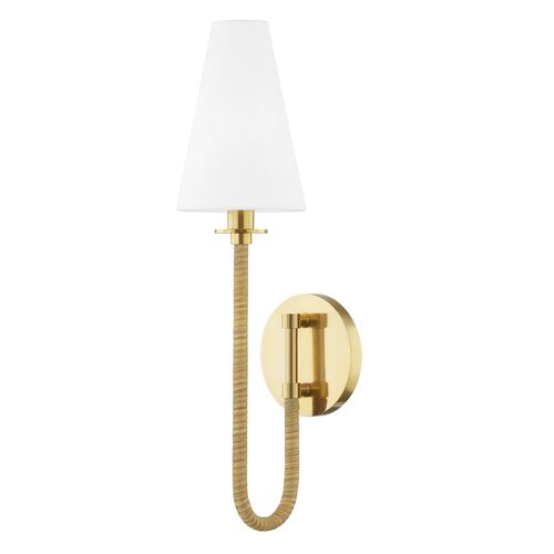 Landry 18.75" Wall Sconce, Natural Leather/Aged Brass