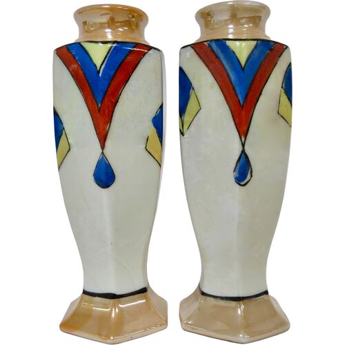 1930s Japanese Art Deco Vases, Pair~P77620453