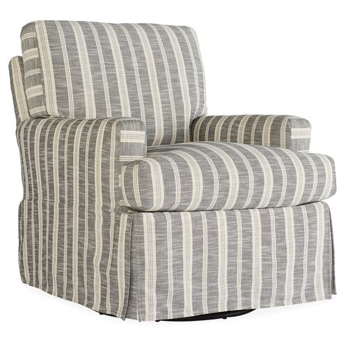 Sadie Slipcover Swivel Chair, Midnight Stripe~P77518885
