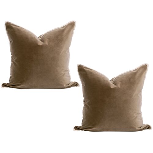 S/2 Emery 22" Velvet Pillows, Caramel
