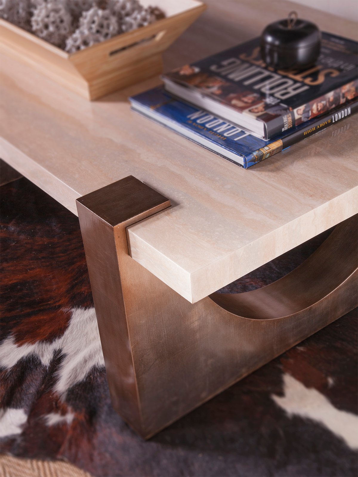Impresario Coffee Table - Modern Mahogany & Stone