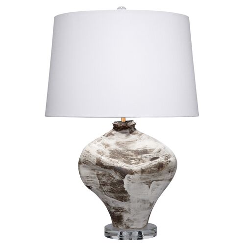 Maurice Ceramic Table Lamp, Brown/White