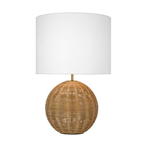 Mari Casual Table Lamp, Rattan/Burnished Brass Mari Casual Table Lamp, Rattan/Burnished Brass