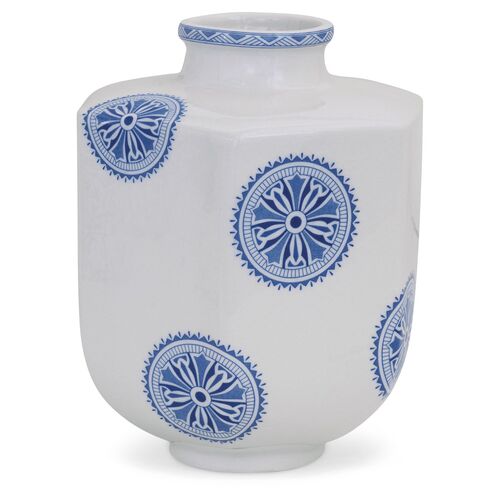 9" Temba Dot Vase, Blue/White~P77382211