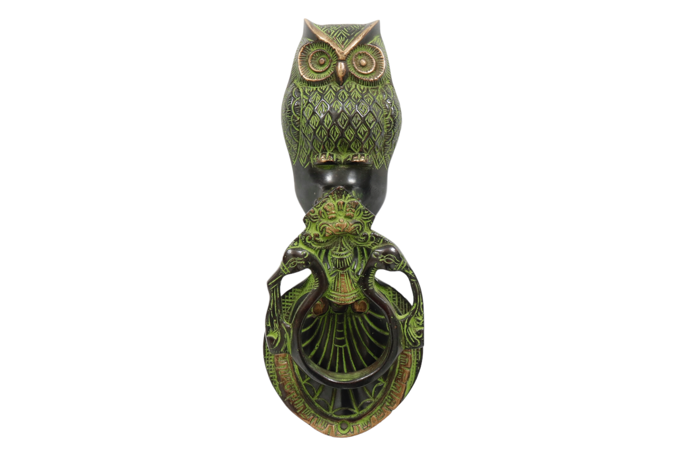 Green Brass Owl Door Knocker~P77660133