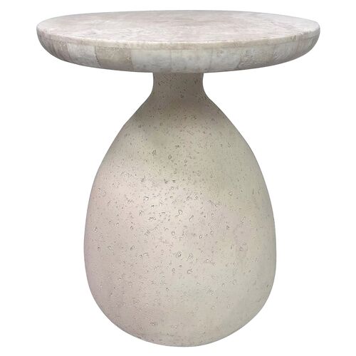 Cove Side Table, Cream Travertine