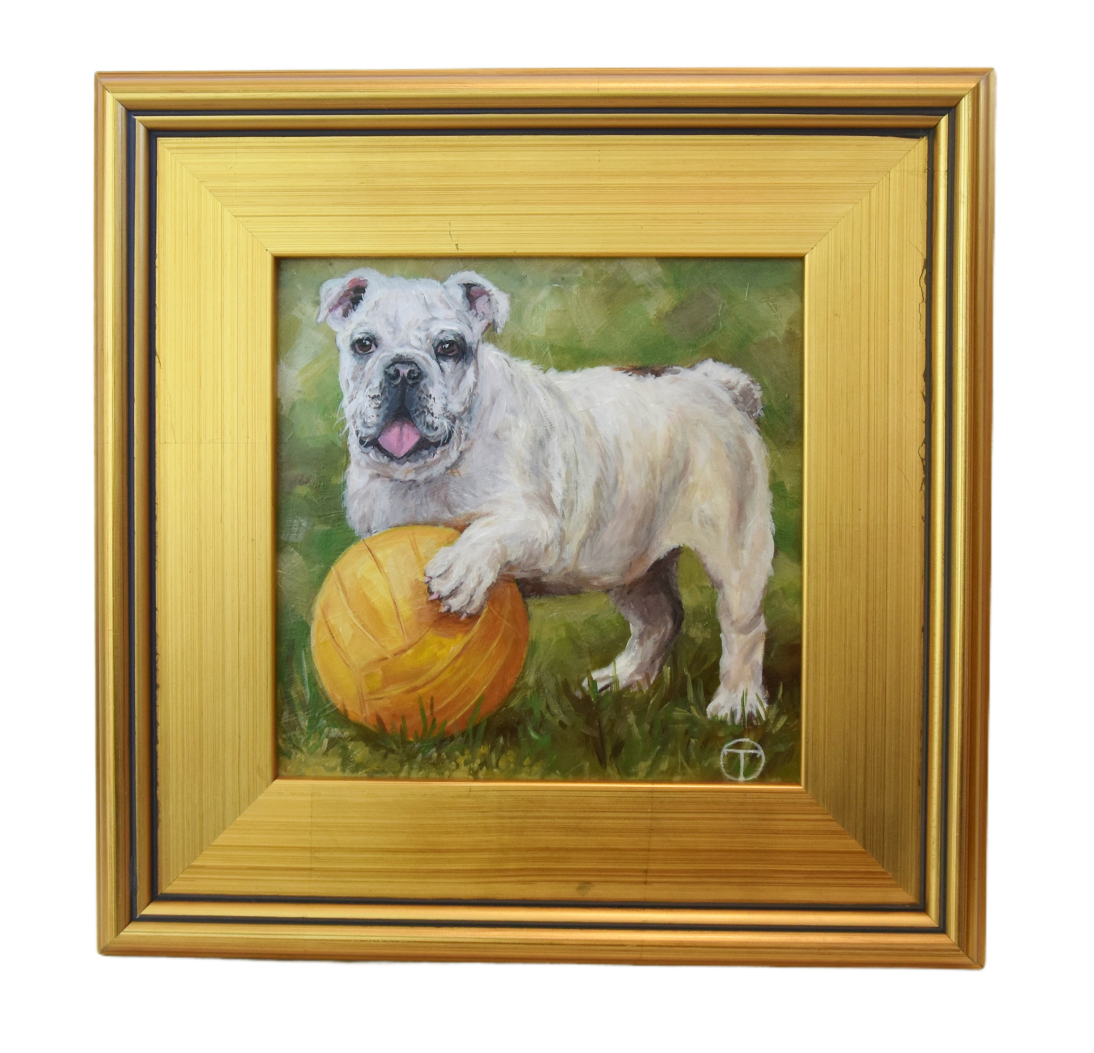 English Bulldog Dog Portrait Painting~P77690573