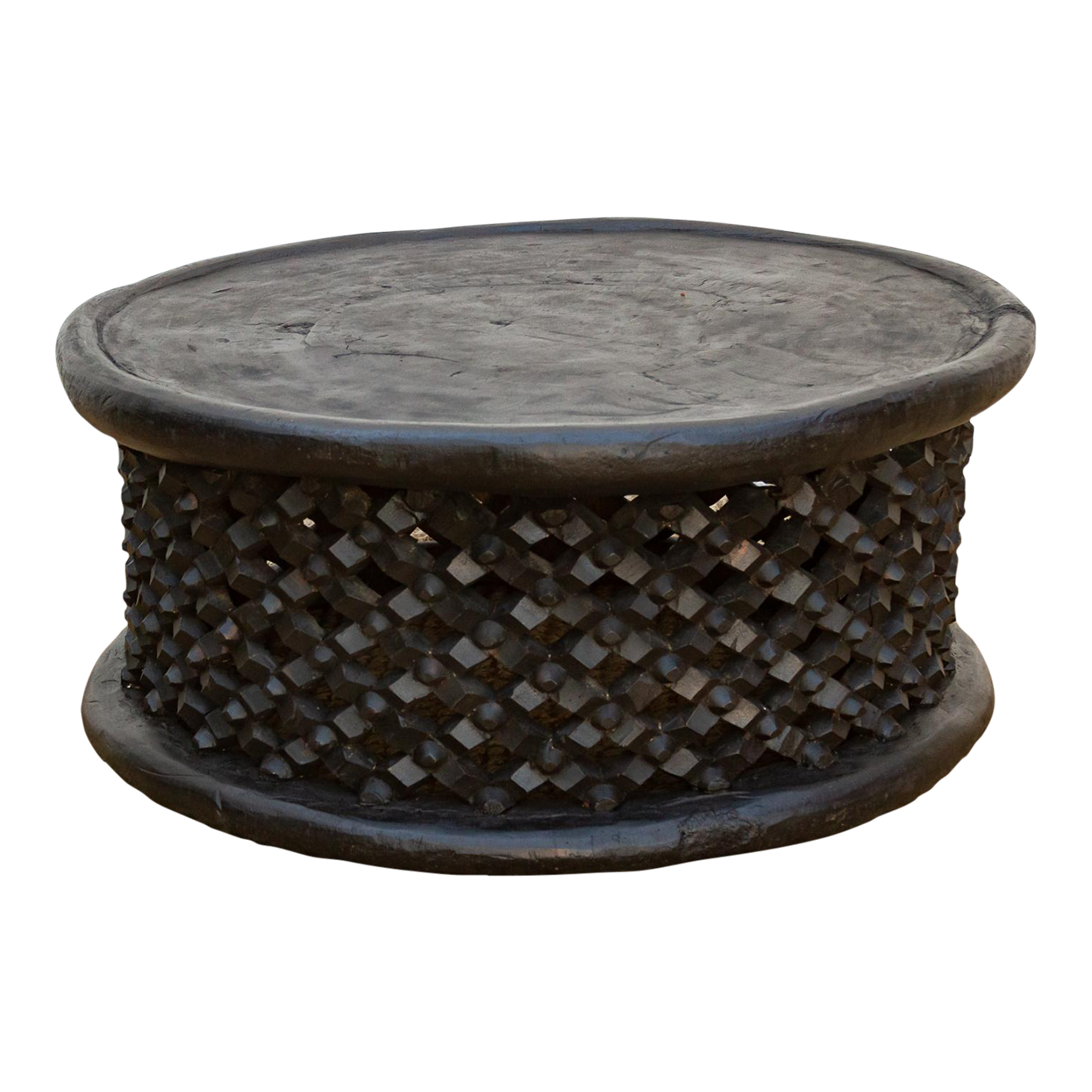 Round African Bamileke Carved Table