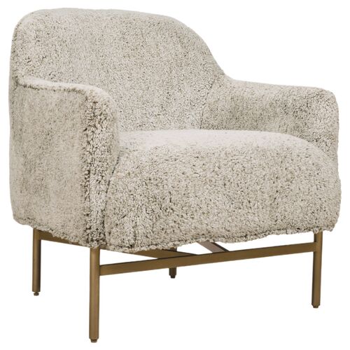 Milo Linen Lounge Chair, Beige