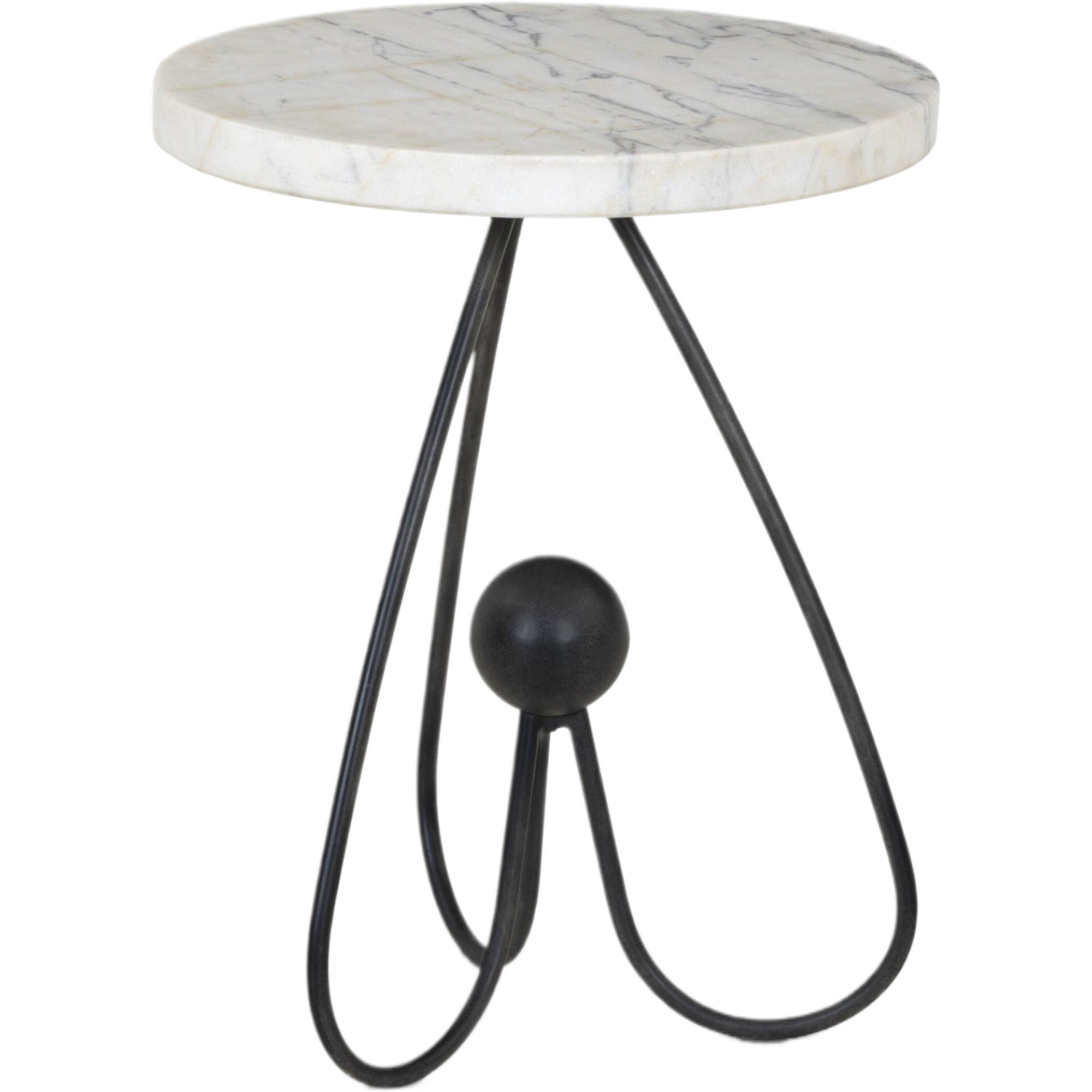 Ysin End Table, Veined White Marble