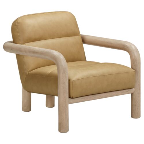 Kavira Leather Accent Chair, Tan