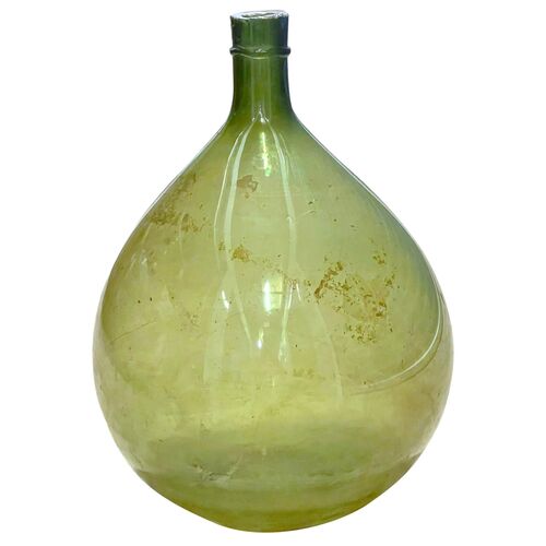 Large Antique Green Glass Wine Bottle~P77615473