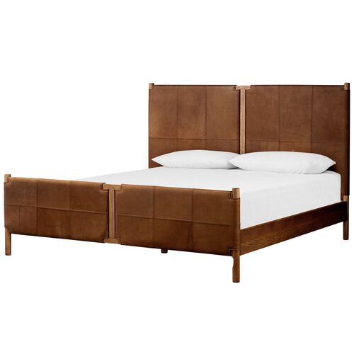 Ralph Leather Panel Bed, Heirloom Sienna