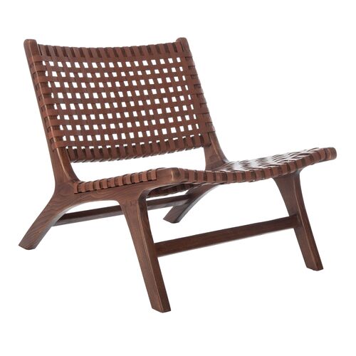 Jeremiah Leather Accent Chair, Brown/Cognac~P77648200