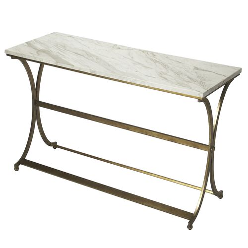 Darius Marble Console Table, Antique Gold